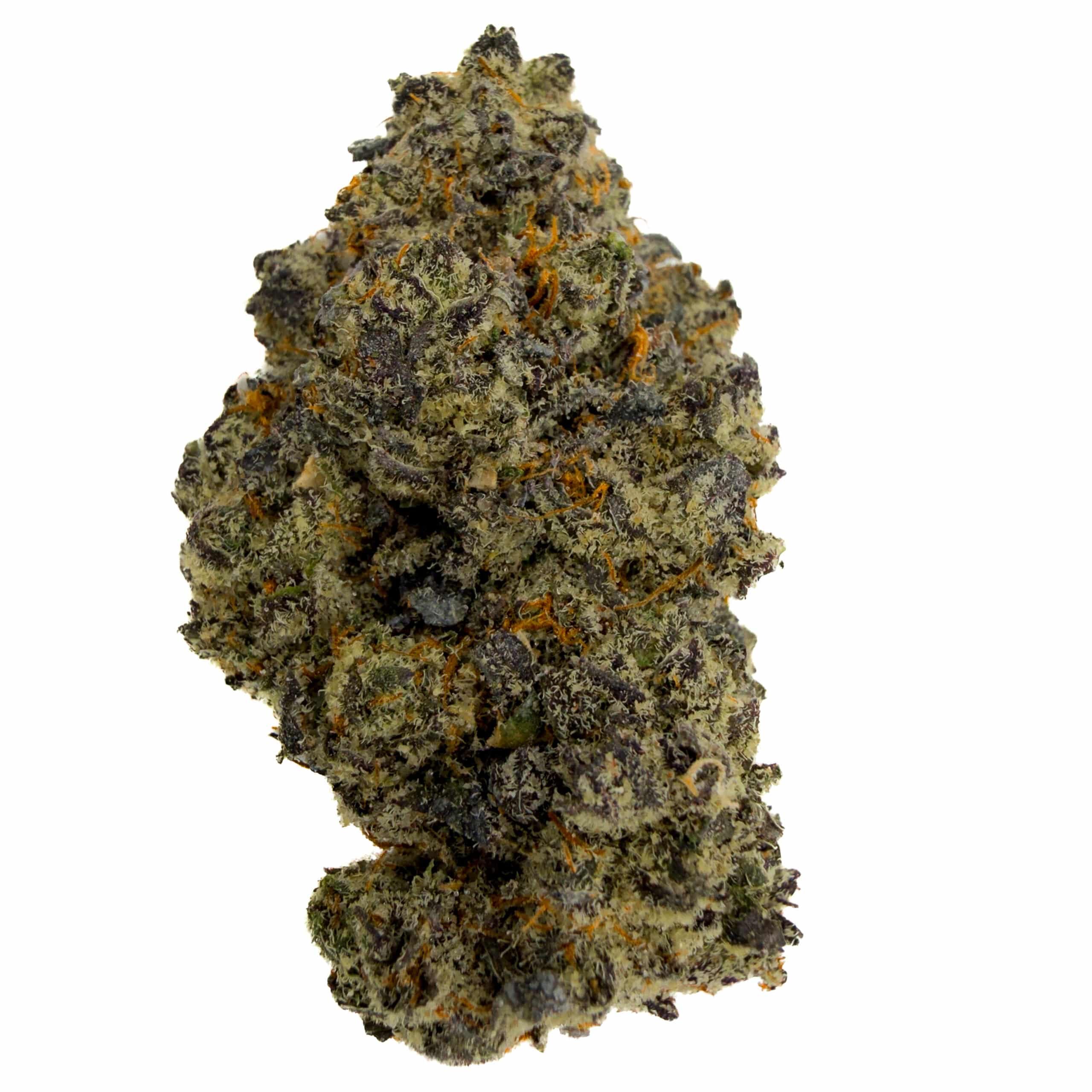 High-quality cannabis bud of White Truffles High THCa hemp flower, showcasing frosty trichomes and earthy tones, emphasizing its premium and flavorful characteristics.
