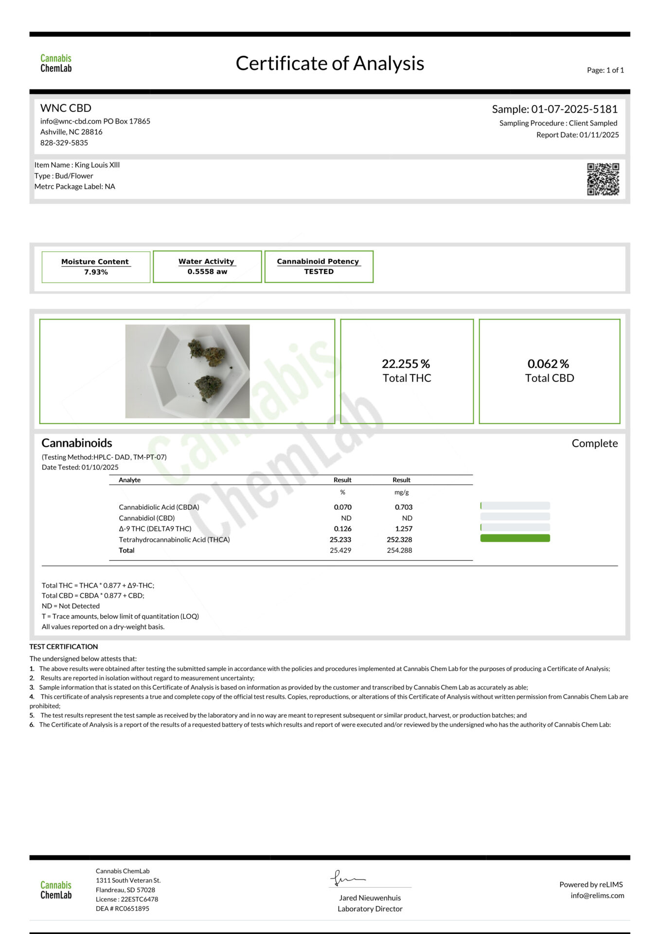 King Louis XIII Indica THCa 25.233   Terpenes 3.025 2 scaled